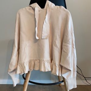 ZARA Ruffled knitwear sweatshirt w/hood